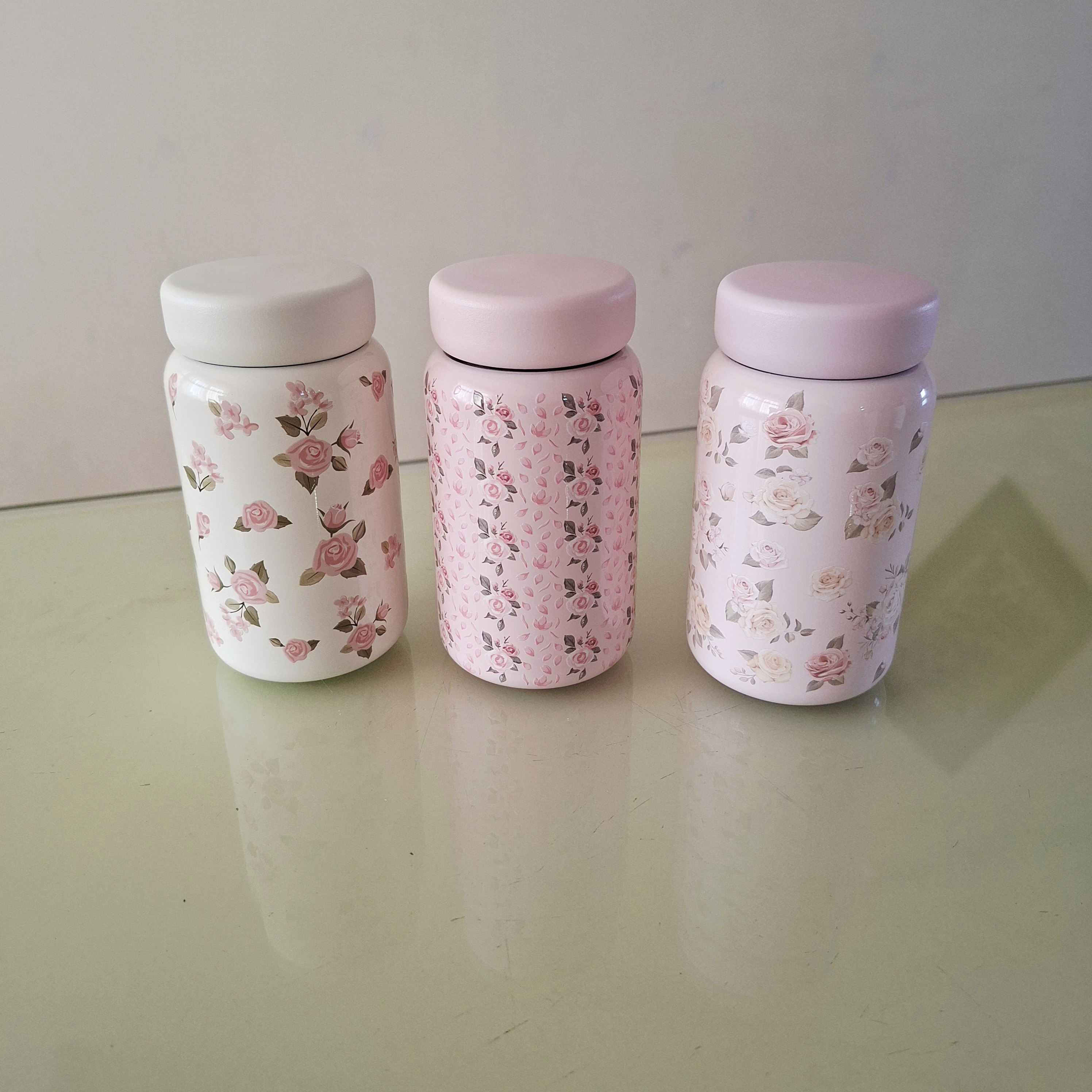 تراول ماگ وارداتی طرح گل تک جعبه داخل استیل